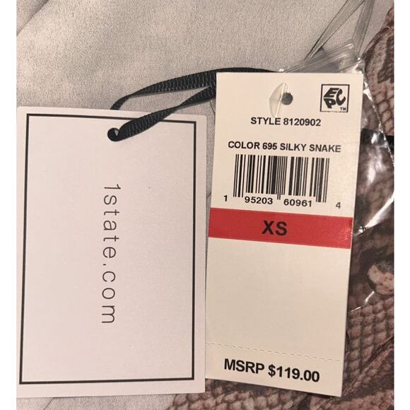 NWT 1.State Asymmetrical Hi-Lo Snake Print Pink & Gray Midi Dress XS - Picture 7 of 8